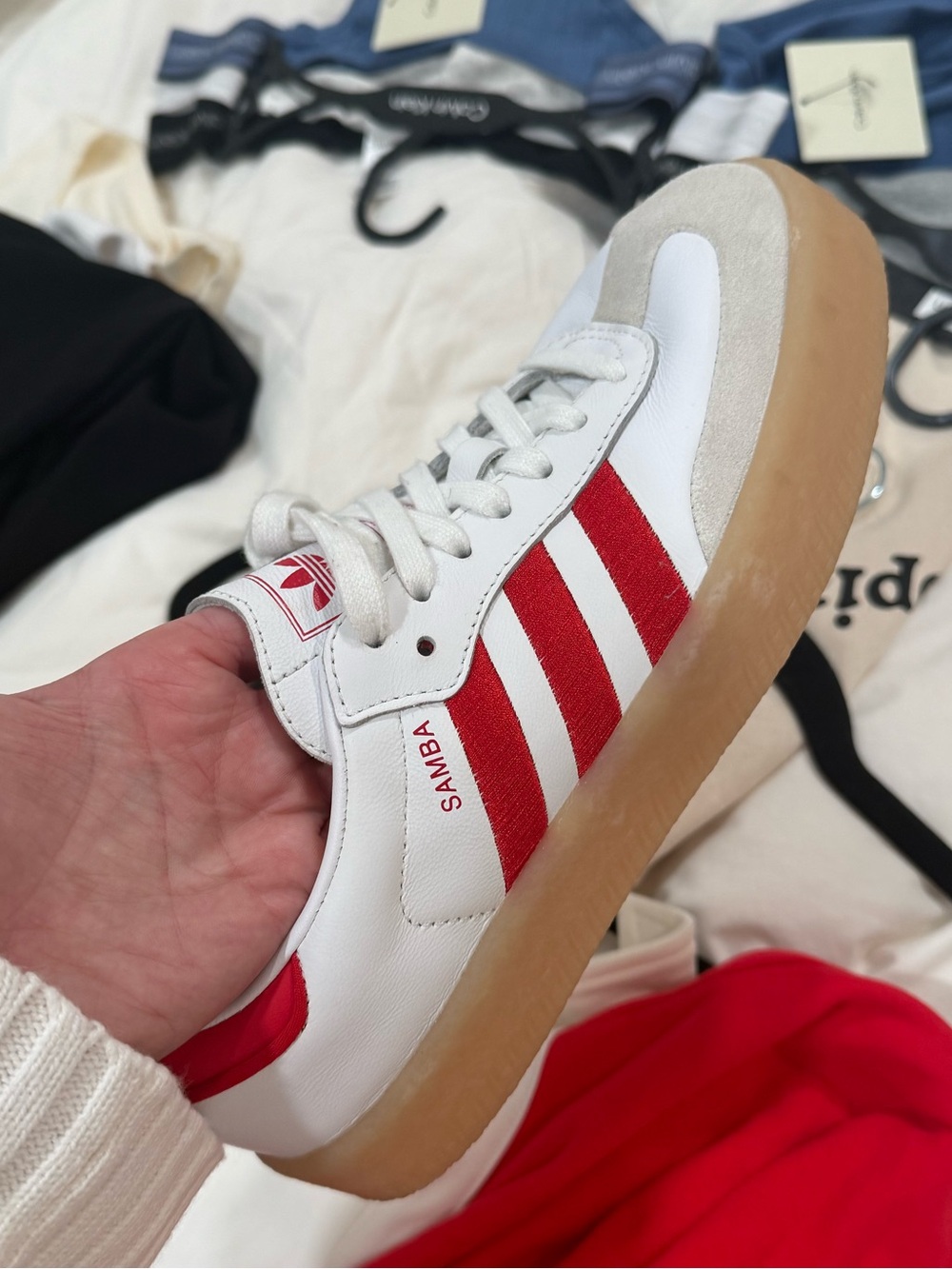 Adidas Sambas White Better Scarlet Gum, Size 7.5 Men